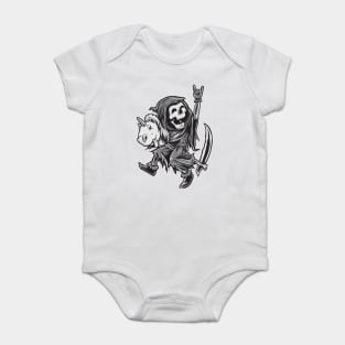 Reaper on a Toy Unicorn Funny Halloween T Shirts & Gifts Baby Bodysuit